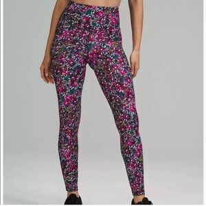 Lululemon Base Pace High-Rise Fleece Running Tight 28" - Floral Electric Multi